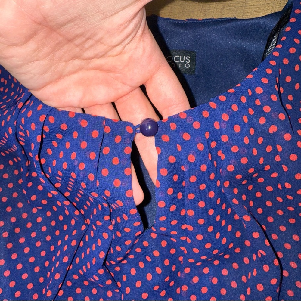 Enfocus Studio Navy With Red Polka Dot Dress - Picture 4 of 13